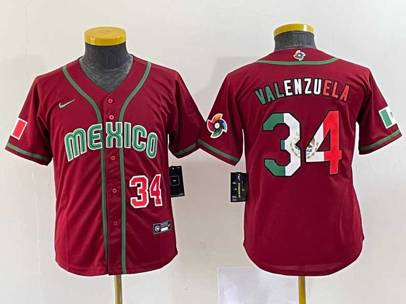 Youth Mexico Baseball #34 Fernando Valenzuela 2023 Red World Classic Stitched Jersey 4,We sell and wholesale Youth Mexico Baseball #34 Fernando Valenzuela 2023 Red World Classic Stitched Jersey 4 on line form chian!